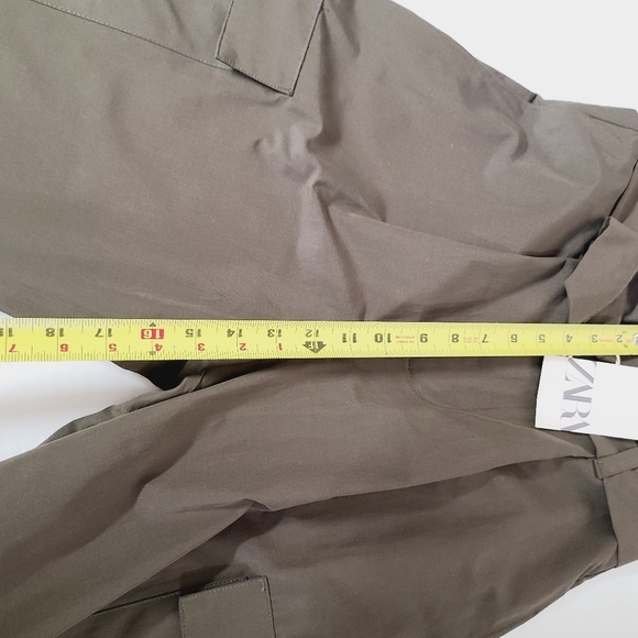 ZARA STRAIGHT CARGO TROUSERS Mid-camel SIZE XS | 4001/051/756 - Picture 7 of 9